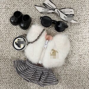 White fur outfit set for 17cm labubu